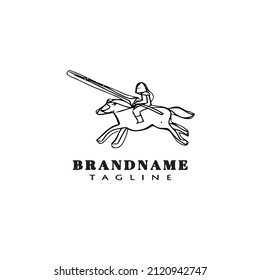 Kavallerie-Logo-Cartoon-Design-Symbol-Vorlage schwarz, moderne einzelne Flachgrafik