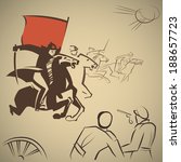 Cavalry of the Red Army attacking the enemy vector illustration