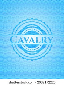 Cavalry Sky Blue Water Badge Background. Vector Illustration. Detailed. 