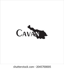 Cavan map and black lettering design on white background