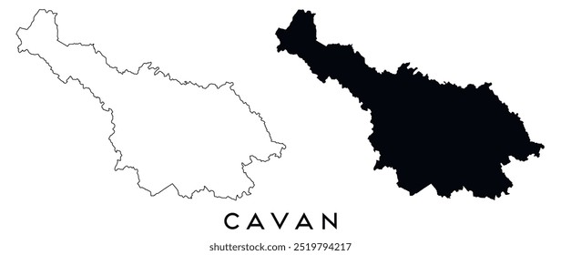 Cavan map outline and black silhouette vector