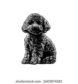 Cavapoo hand drawing vector isolated on white background.