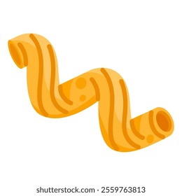 Cavatappi. Cellentani pasta. Helical tube shape macaroni. Dry Italian traditional food. Vector illustration in cartoon style. Isolated white background
