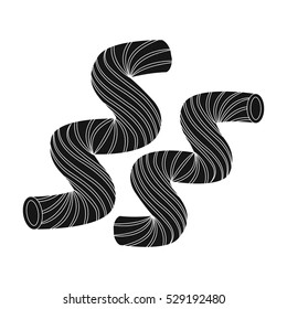 Cavatappi pasta icon in black style isolated on white background. Types of pasta symbol stock vector illustration.