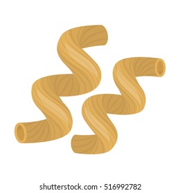 Cavatappi pasta icon in cartoon style isolated on white background. Types of pasta symbol stock vector illustration.