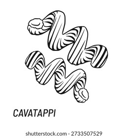 Cavatappi Pasta vector illustration. Hand drawn sketch design element.