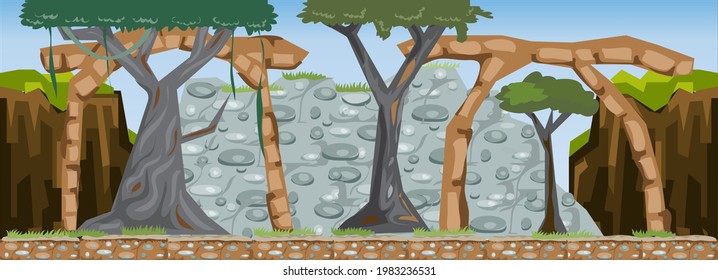 Cave 2D Side Scrolling Game Background
