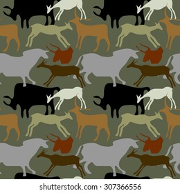 Cave art camouflage seamless pattern. Textile vector background. Military collection. Grey. Backgrounds & textures shop.