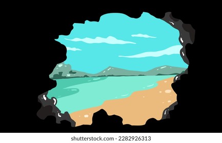 Cave at the beach,ocean ,sky