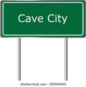 Cave City , Arkansas, road sign green vector illustration, road table, USA city