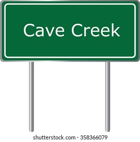 Cave Creek , Arizona , road sign green vector illustration, road table, USA city
