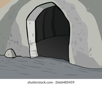 Vector de fondo de la entrada de la cueva, Vector delantero de la cueva de la historieta 
