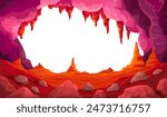 Cave entrance. Dungeon mine entry tunnel, antra clipart nature mystery caves cartoon background, rock stone ground stalagmites frame prehistoric adventure game vector illustration of cavern entrance