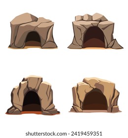 cave entrance, vector design set