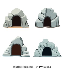 cave entrance, vector design set
