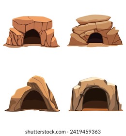 cave entrance, vector design set