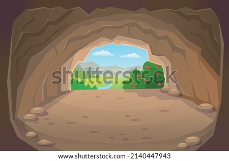 Cave. Exit from the cave.Illustration in cartoon style for games.