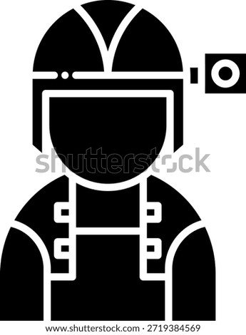 Cave Explorer with Headlamp Silhouette Icon