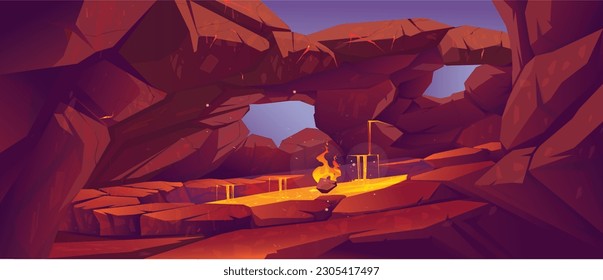 Cave Fire Cartoon design vector 
