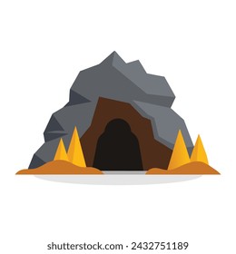 Cave flat vector illustration on white background