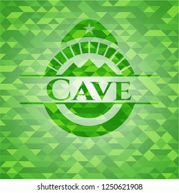 Cave green emblem with mosaic background