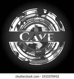 Emblema de camo gris cavernoso. Ilustración vectorial. 