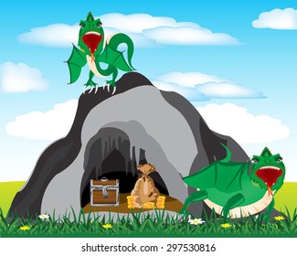 Cave in grief and dragons protecting bonanza