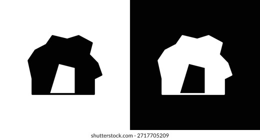 Pictograma plano negro de icono de cueva. Para gráficos y Diseño web.