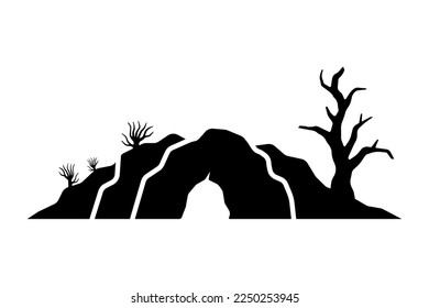 Cave icon. Black silhouette. Horizontal front view. Vector simple flat graphic illustration. Isolated object on a white background. Isolate.