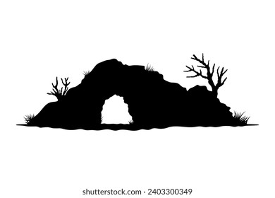 Cave icon. Black silhouette. Horizontal front view. Vector simple flat graphic illustration. Isolated object on a white background. Isolate.