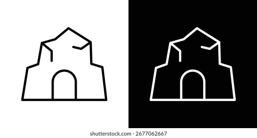 icono de cueva Vector blanco y negro Gráfico