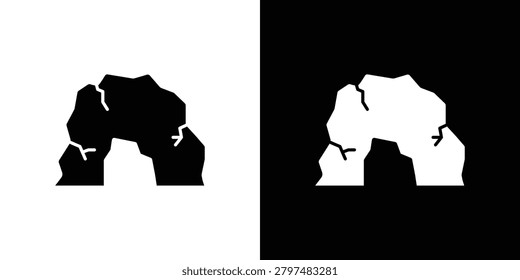 cave icon clipart in black and white, best for apps and web