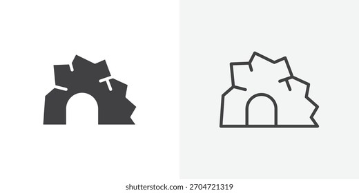 Icono de cueva. colección de línea de trazo editable y estilos planos sólidos.