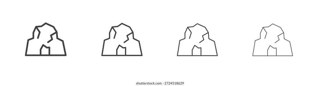 concepto de icono de cueva Pictograma lineal. Ilustración de elemento simple.