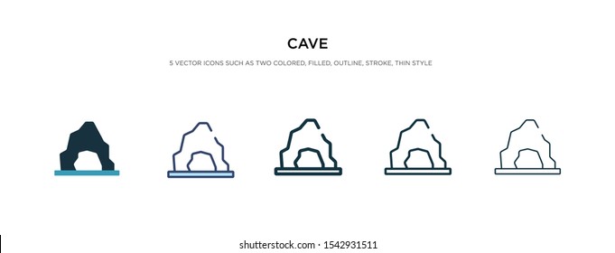 cave icon in different style vector illustration  two colored   black cave vector icons designed in filled  outline  line   stroke style can be used for web  mobile  ui