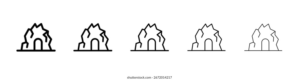 Icono de la cueva llenó el concepto plano de la muestra para el Diseño web.