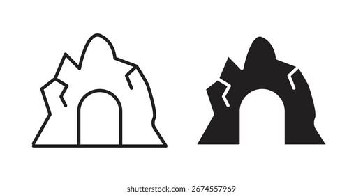 Icono de la cueva en estilo de moda plano y de línea para diseños de App UI