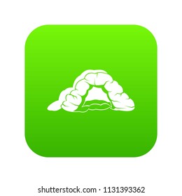 Cave icon green vector isolated on white background