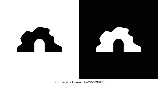 Icono de cueva ilustración doodle. Conjunto de Vector de ilustración plana