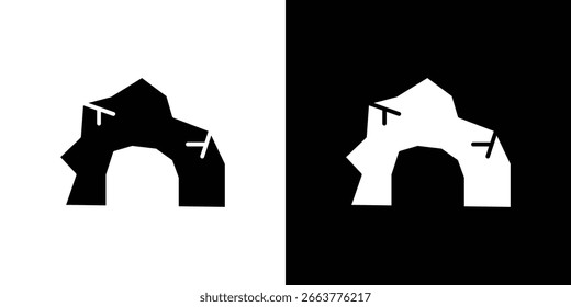 Ilustración del icono de la cueva en estilo plano. color de la Plantilla del icono editable.