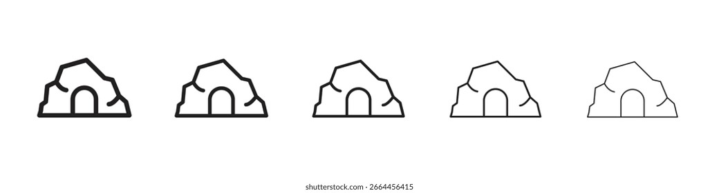 colección de Vector de arte de línea de icono de cueva sobre fondo blanco