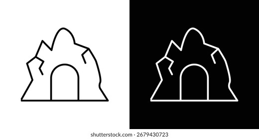 Línea de iconos de cueva para Web, móvil e infografía.
