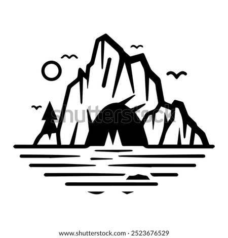 cave icon or modern line symbol. Vector line art and icon design with bold outline. Black and white Pixel Perfect minimalistic symbol isolated white background. Silhouette simple thin sign