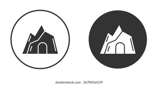 Icono de la cueva en versiones planas minimalistas modernas
