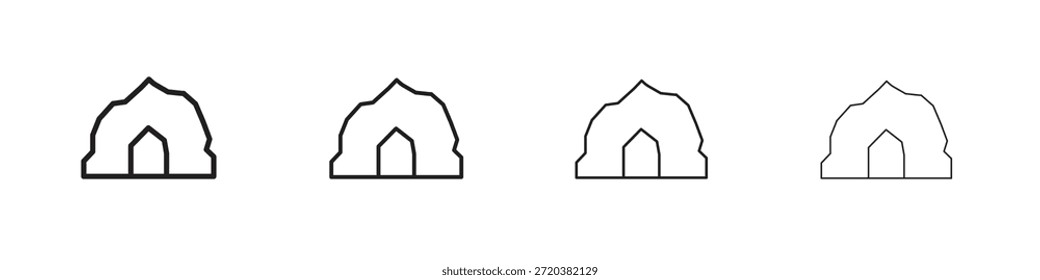 conjunto de iconos de cueva, Ilustración, Negro