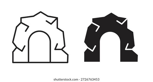 Conjunto de iconos de cueva. Paquete de elementos de Web de logotipo mínimo.
