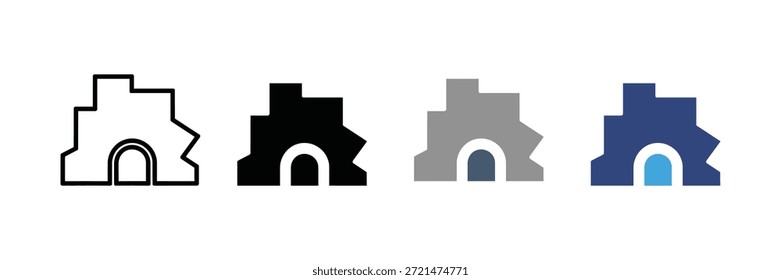 Conjunto de iconos de cueva. Ilustración vectorial. 