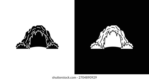 Vector de silueta de icono de cueva en colores negros. Estilo de diseño de logotipo de símbolo plano