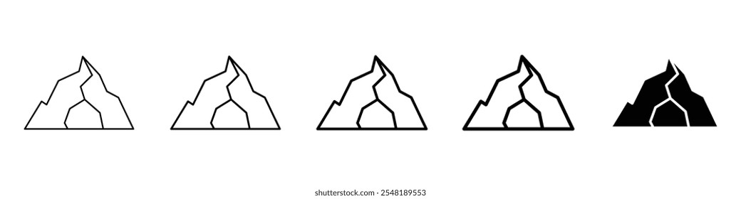 cave icon Simple thin line logo set