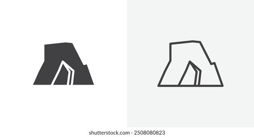 Cave icon in solid and outlined style